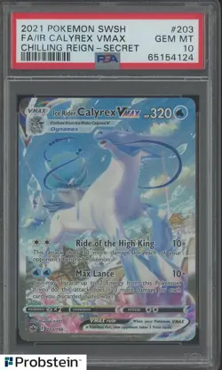 2021 Pokemon SWSH Chilling Reign Secret #203 FA Ice Rider Calyrex VMAX PSA 10 - Image 1