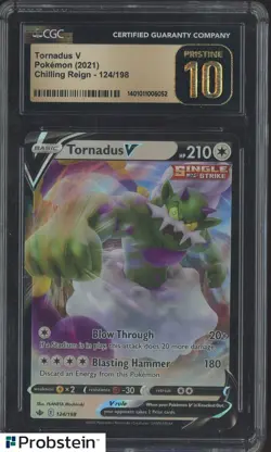 2021 Pokemon Chilling Reign #124 Tornadus V CGC 10 PRISTINE - Image 1