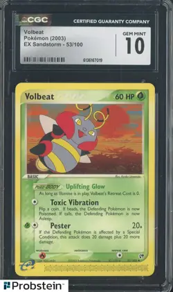 2003 Pokemon Ex Sandstorm 53/100 Volbeat CGC 10 Gen Mint - Image 1