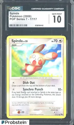 2008 Pokemon POP Series 7 17/17 Spinda CGC 10 Gem Mint - Image 1