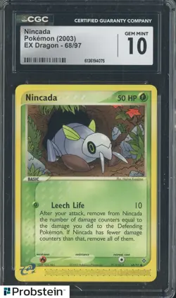2003 Pokemon EX Dragon 68/97 Nincada CGC 10 Gem Mint - Image 1