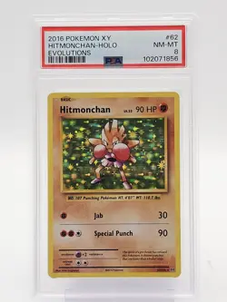 HITMONCHAN 2016 POKEMON XY EVOLUTIONS HOLO #62 PSA 8 Q3478 - Image 1