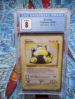 2000 WotC Pokemon Base Set 2 Snorlax 30/130 Unlimited Rare CGC 8 - Image 1