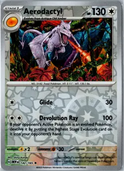Pokemon Card - Aerodactyl 142/165 SV: Scarlet & Violet 151 Rare Reverse Holo NM - Image 1