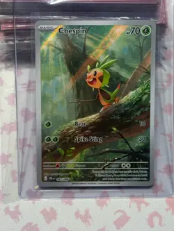Pokemon TCG Chaos Rising 087 Chespin Illustration Rare - GRADEABLE - PACK FRESH - Image 1