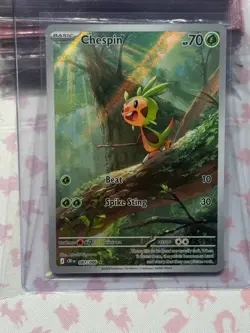 Pokemon TCG Chaos Rising 087 Chespin Illustration Rare - GRADEABLE - PACK FRESH - Image 2