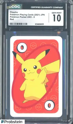 2021 Pokemon Japanese Playing Cards Pocket UNO 0 Red Pikachu CGC 10 Gem Mint - Image 1