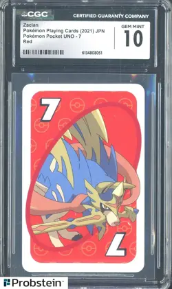 2021 Pokemon Japanese Playing Cards Pocket UNO 7 Red Zacian CGC 10 Gem Mint - Image 1