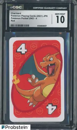 2021 Pokemon Japanese Playing Cards Pocket UNO 4 Red Charizard CGC 10 Gem Mint - Image 1