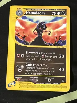 Houndoom 015/147 Aquapolis Rare Pokemon Card WOTC 2002 Near Mint ! - Image 2