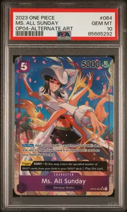 2023 ONE PIECE OP04-KINGDOMS OF INTRIGUE ALTERNATE ART MS. ALL SUNDAY PSA 10 - Image 1