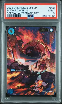 2026 ONE PIECE JAPANESE EB04-EGGHEAD CRISIS SPECIAL ALT ART EDWARD WEEVIL PSA 9 - Image 1