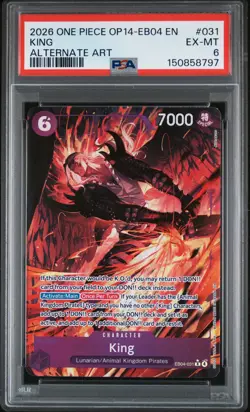 2026 ONE PIECE OP14-EB04-THE AZURE SEA'S SEVEN ALTERNATE ART #031 KING PSA 6 - Image 1