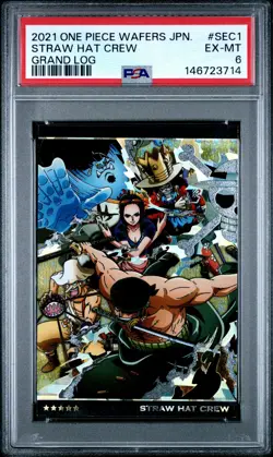 2021 ONE PIECE WAFERS JAPANESE GRAND LOG #SEC1 STRAW HAT CREW PSA 6 - Image 1