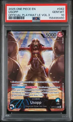 2025 ONE PIECE PROMOS OFFICIAL PLAYMAT LIMITED EDITION VOL.3 #042 USOPP PSA 10 - Image 1