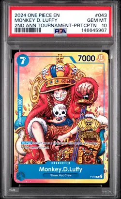 2024 ONE PIECE 2ND ANNIV TOURNAMENT-PARTICIPATION PROMO MONKEY D. LUFFY PSA 10 - Image 1