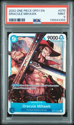 2022 ONE PIECE OP01-ROMANCE DAWN #070 DRACULE MIHAWK PSA 9 - Image 1