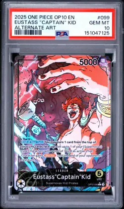 2025 ONE PIECE OP10-ROYAL BLOOD ALTERNATE ART #099 EUSTASS "CAPTAIN" KID PSA 10 - Image 1