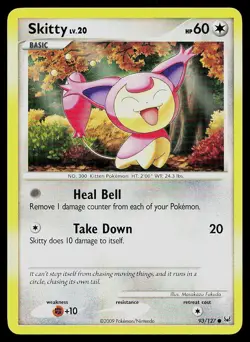 Pokemon Card Platinum Skitty 93/127 Common - Image 1