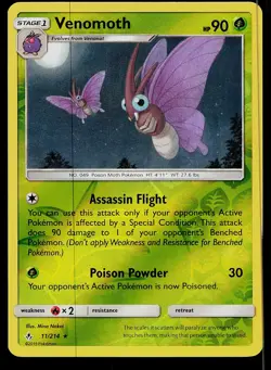 Pokemon Card Unbroken Bonds Venomoth 11/214 Rare Reverse Holo - Image 1