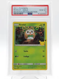 ROWLET 2021 POKEMON MCDONALD'S COLLECTION HOLO #7/25 PSA 10 Q0895 - Image 1