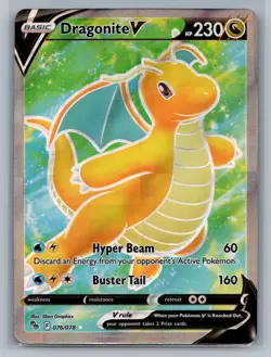 Dragonite V (Full Art) Pokemon GO #076/078 Ultra Rare,Holo Pokemon Card - Image 1