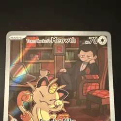 Pokemon TCG Team Rocket's Meowth 203/182 Destined Rivals IR Holo Full Art - Image 3