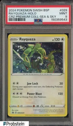 2024 Pokemon SWSH BSP CRZ Premium Collection Sea & Sky #029 Rayquaza Holo PSA 9 - Image 1