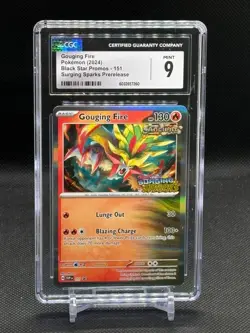 2024 Pokemon SV Black Star Promo Surging Sparks Prerelease Gouging Fire #151 CGC - Image 1