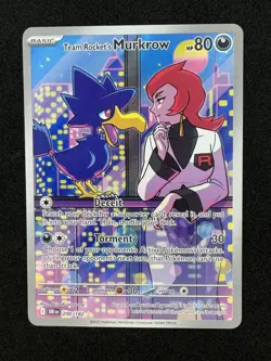 Pokemon TCG Team Rocket's Murkrow 200/182 Illustration Rare Holo - Image 1