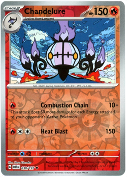 Chandelure (Reverse Holo) - 038 - Obsidian Flames - Pokemon - LP/NM - Image 1