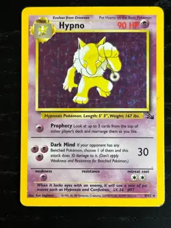 Hypno 8/62 Holo Rare Fossil Pokemon Unlimited Holo Heavily Played - Image 1