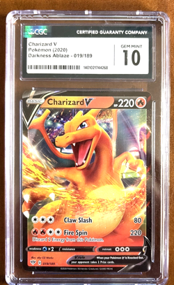 2020 POKEMON DARKNESS ABLAZE - HOLO #019/189 CHARIZARD V CGC 10 GEM MINT - Image 1
