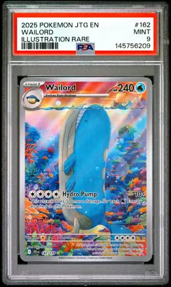 2025 POKEMON JTG EN-JOURNEY TOGETHER ILLUSTRATION RARE #162 WAILORD PSA 9 - Image 1