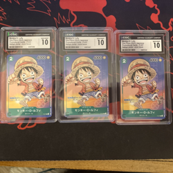 3x CGC 10 One Piece Monkey D. Luffy P-037 PROMO Saikyo Jump Jpn - Image 1