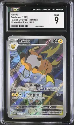 CGC 9 MINT Raichu 211/193 Paldea Evolved Illustration Rare Holo Pokemon - Image 1