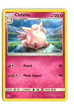 CLEFABLE 40/68 HIDDEN FATES NON HOLO RARE POKEMON TCG NM - Image 1