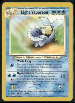 2002 Pokemon Neo Destiny #52 Light Vaporeon - Image 1