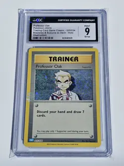 Pokemon CGC 9 Obstruction Error Professor Oak (CLB) 025/034 Classic Holo - Image 1
