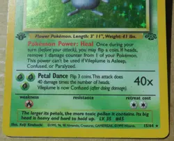 Vileplume 15/64 Rare Holo 1st Edition Jungle Set Pokemon MP - Image 3