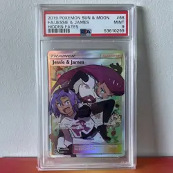 2019 POKEMON SUN & MOON HIDDEN FATES #68 FULL ART/JESSIE & JAMES PSA 9 - Image 1