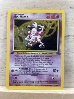 Pokemon TCG Mr. Mime Jungle 6/64 Holo 1999-2000 Wizards Base Set Copyright Holo - Image 1