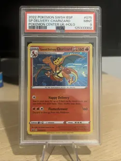 2022 POKEMON SWSH BLACK STAR PROMO #075 SPECIAL DELIVERY CHARIZARD-HOLO PSA 9 - Image 1