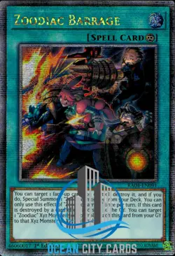 Yugioh RA04-EN091 Zoodiac Barrage Quarter Century Secret Rare 1st Ed - Image 1