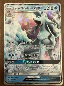 Pokemon Alolan Ninetales GX 22/145 Sm-Guardians Rising Ultra Rare Holo 210 HP - Image 1