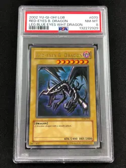 Yugioh 2002 Red Eyes Black Dragon LOB-070 PSA 8 Ultra Rare - Image 1