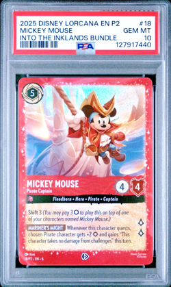 2025 DISNEY LORCANA EN P2 MICKEY MOUSE #18 INTO THE INKLANDS BUN. PSA 10 - Image 1