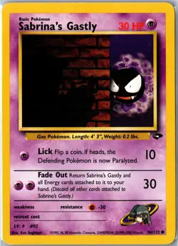 Pokemon Card - Sabrina's Gastly 96/132 Gym Challenge Common Lightly Played - Image 1