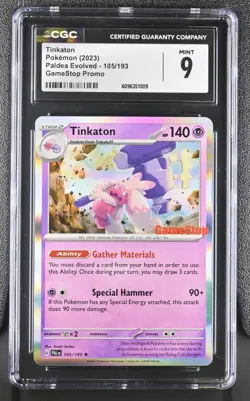 2023 POKEMON PAL EN TINKATON GAMESTOP EXCLUSIVE CGC 9 MINT CARD TCG - Image 1
