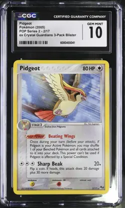 CGC 10 Gem Mint Pidgeot Series 2 Holo Rare 2005 Vintage Card 2/17 (POP 8) - Image 1
